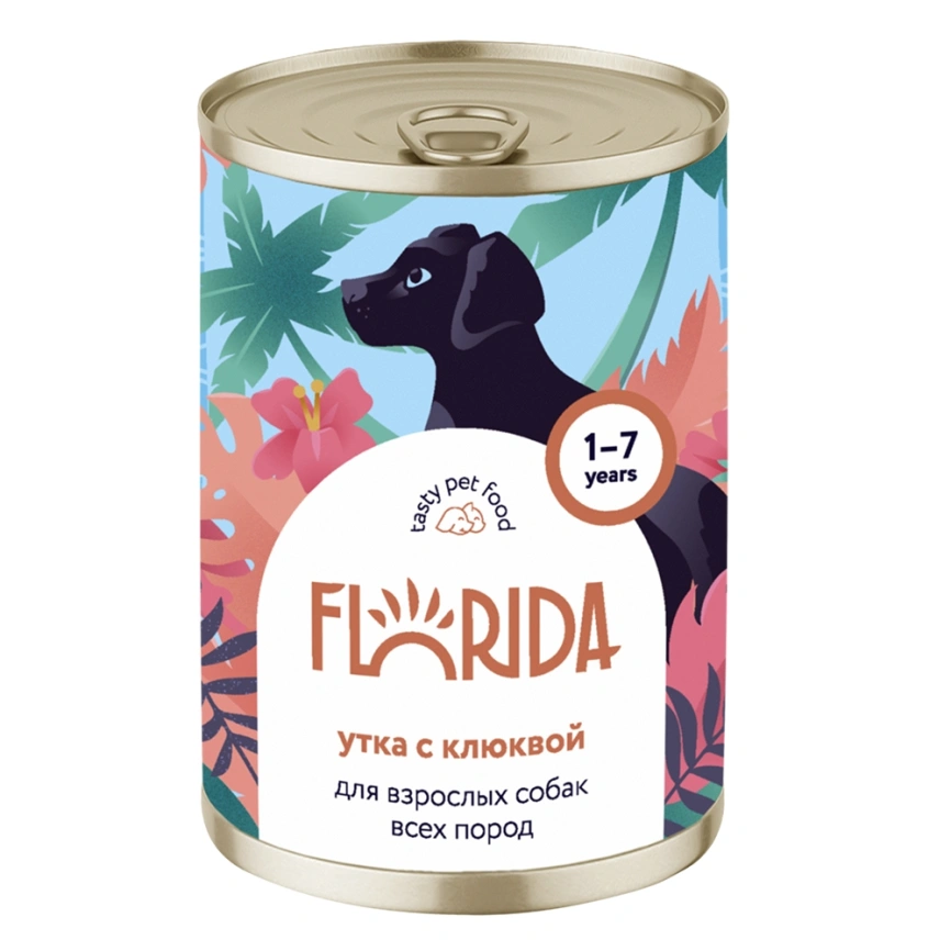 Влажный корм Florida для собак с уткой и клюквой, 400 г фото 1