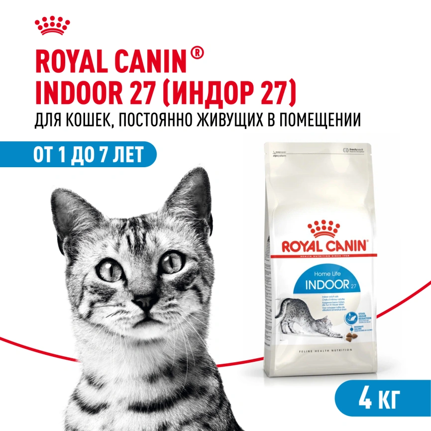 Сухой корм Royal Canin Indoor для кошек, 4 кг фото 1