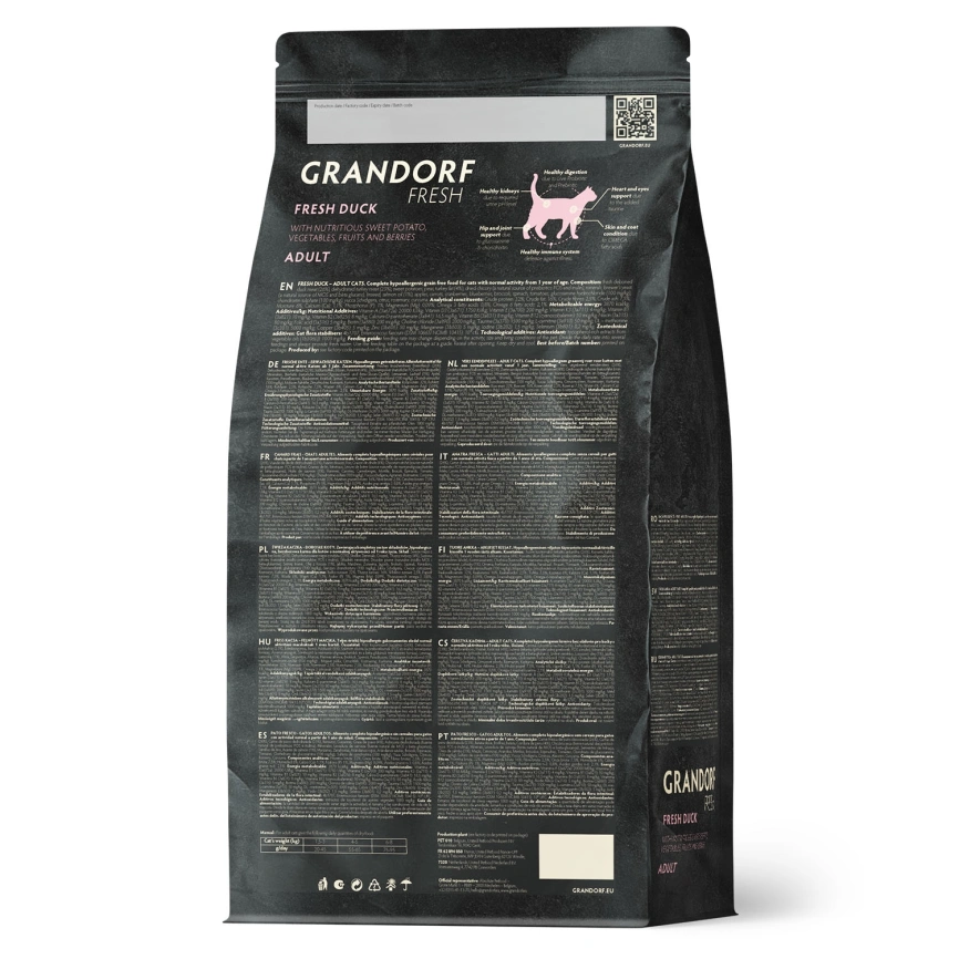 Сухой корм Grandorf Fresh Cat для взрослых кошек диетическая формула для особо аллергичных кошек утка с бататом 400 г фото 2