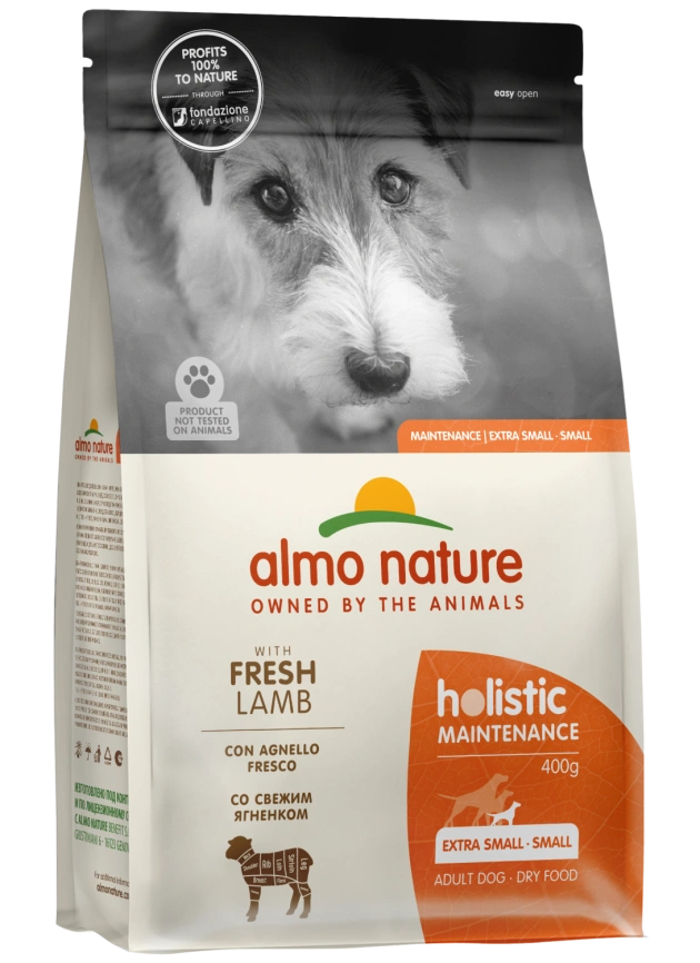 Сухой корм Almo Nature для взрослых собак малых пород со свежим ягненком и коричневым рисом, 400 г фото 1