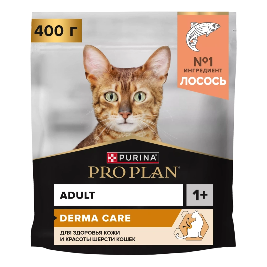 Сухой корм PRO PLAN Salmon для здоровья шерсти и кожи взрослых кошек, с высоким содержанием лосося, 400 г фото 1