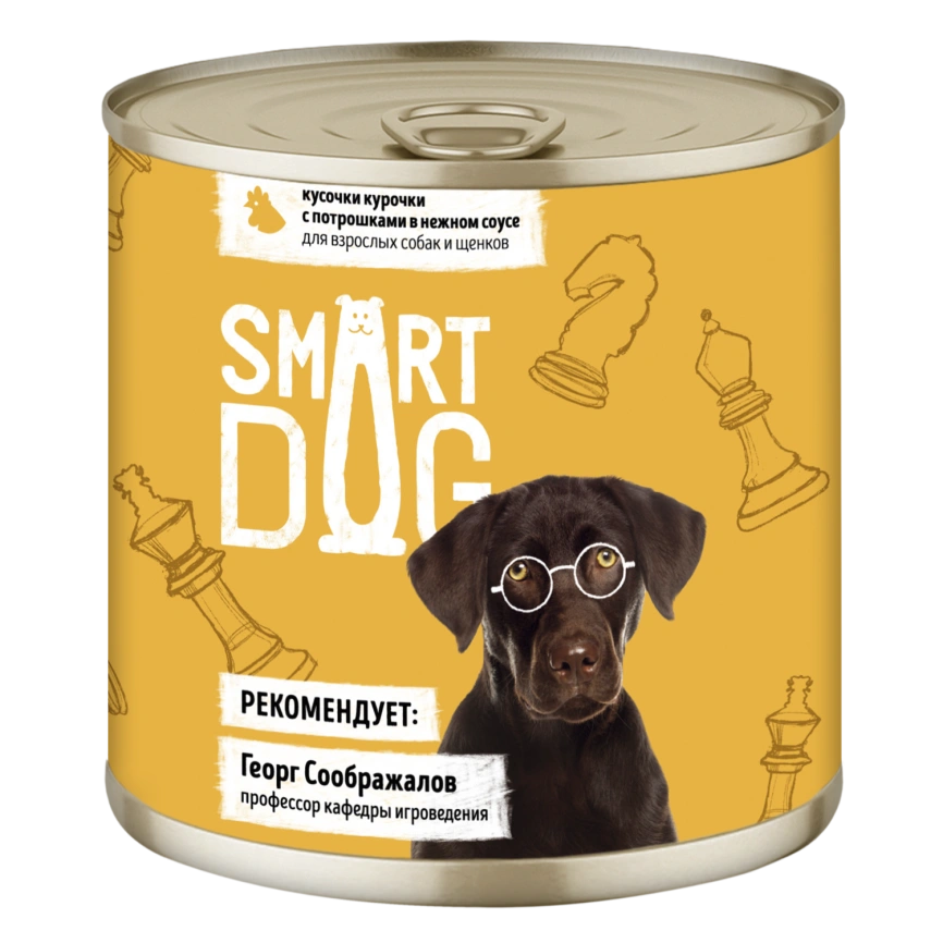 Влажный корм Smart Dog для для взрослых собак и щенков, кусочки курочки с потрошками в нежном соусе, 85 г фото 1