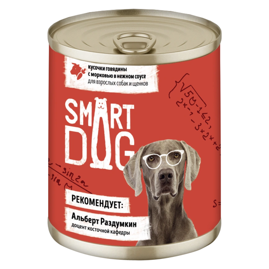 Влажный корм Smart Dog для для взрослых собак и щенков, кусочки говядины с морковью в нежном соусе, 240 г фото 1