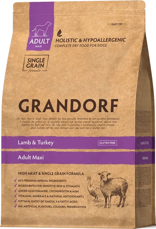 Сухой корм Grandorf Lamb & Turkey Maxi для взрослых собак крупных пород, 10 кг фото 1