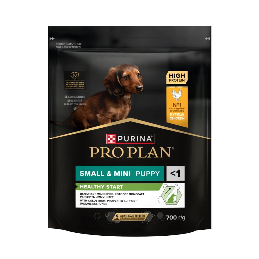 Сухой корм Purina Pro Plan Adult Small & Mini  Puppy Healthy Start для щенков мелких и карликовых пород, курица и рис, 700 г фото 1