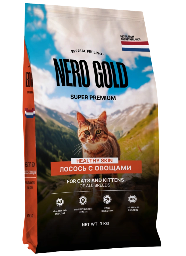 Сухой корм NERO GOLD для кошек и котят с лососем и овощами, 3 кг фото 1