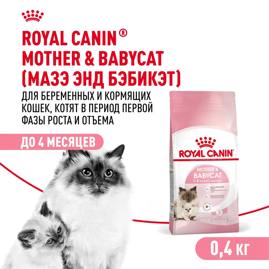Сухой корм Royal Cаnin Mother & Babycat для котят, беременных и лактирующих кошек, 400 г фото 1