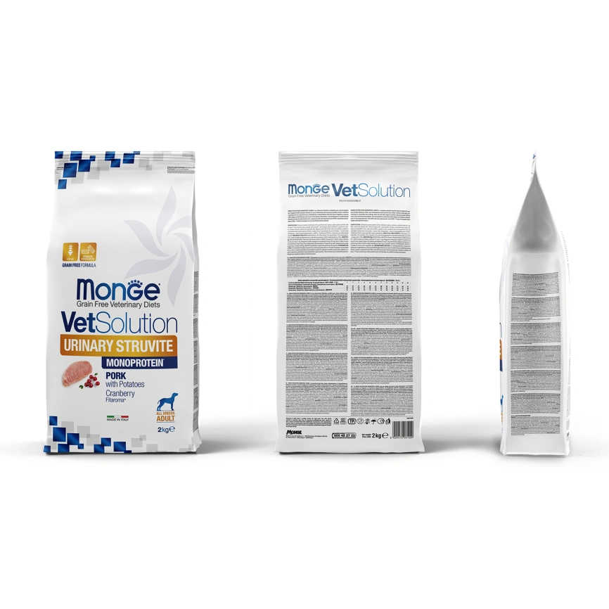Диетический корм Monge VetSolution Dog Urinary Struvite для собак, при заболеваниях мочеполовой системы и струвитном течении МКБ, 2 кг фото 2