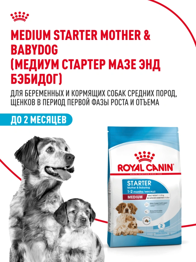 Сухой корм Royal Canin Medium Starter Mother & Babydog для щенков и кормящих сук, 4 кг фото 12