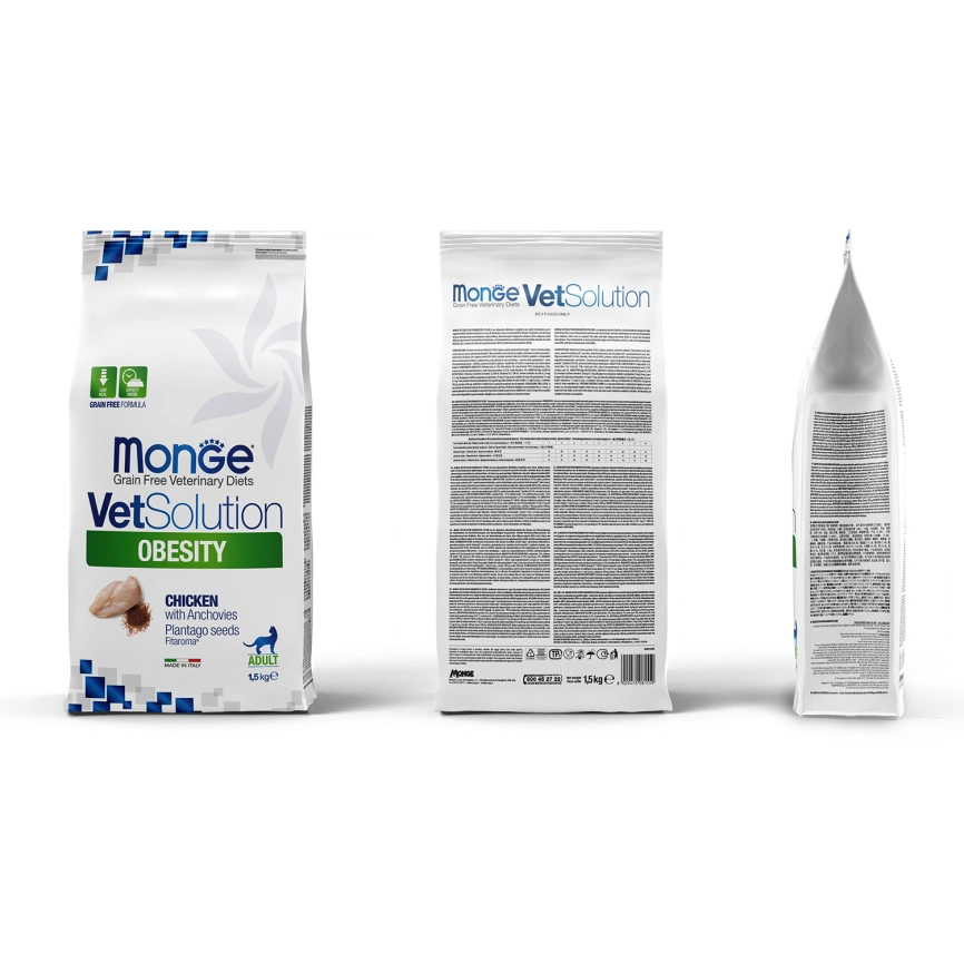 Диетический корм Monge VetSolution Cat Obesity для кошек, при избыточном весе, 1,5 кг фото 3