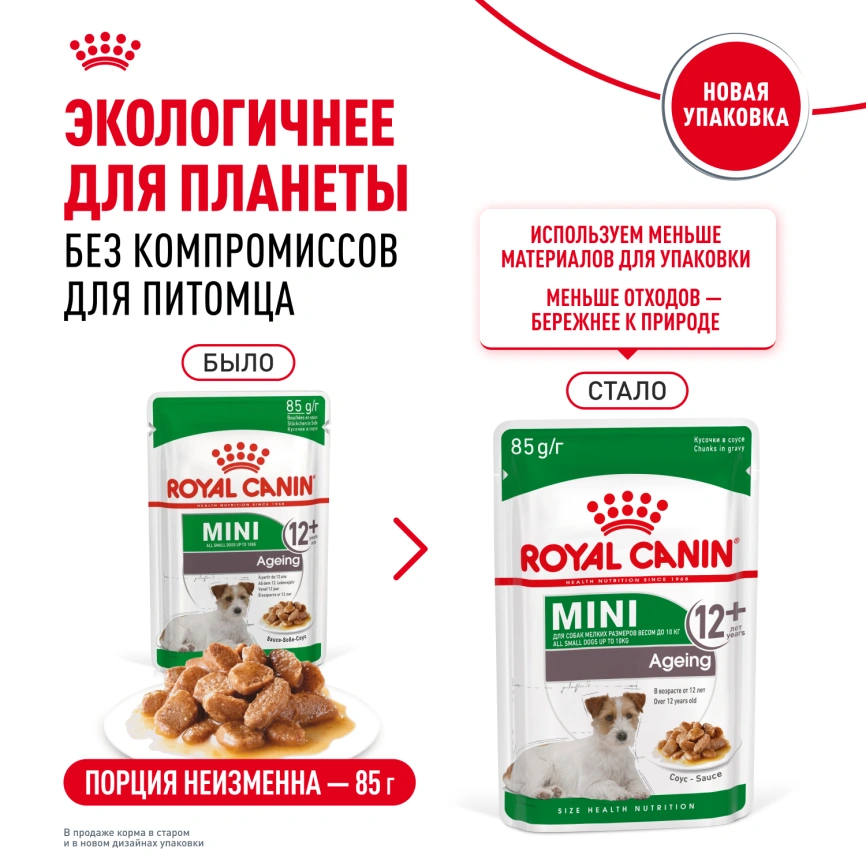 Влажный корм Royal Canin Mini Ageing 12+ в соусе для стареющих собак мелких пород старше 12 лет, пауч, 85 г фото 14