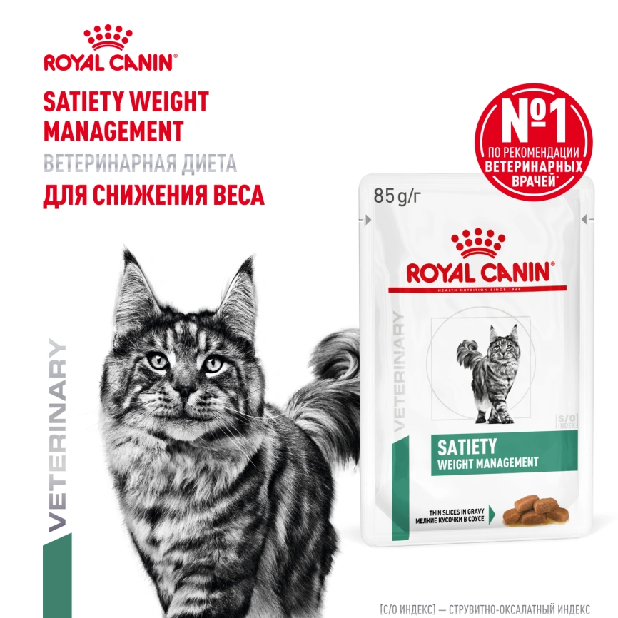 Влажный корм Royal Canin Satiety Weight Management в соусе для кошек при избыточном весе, пауч, 85 г фото 15
