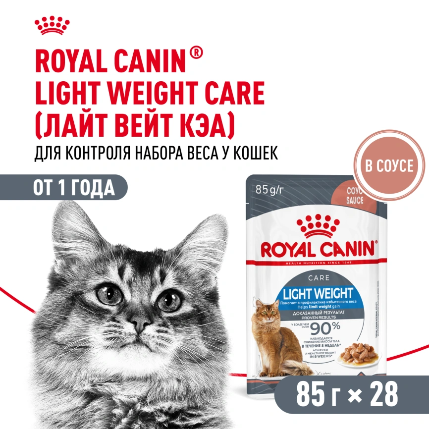 Влажный корм Royal Canin Light Weight Care в желе для взрослых кошек, склонных к полноте, пауч, 85 г фото 13