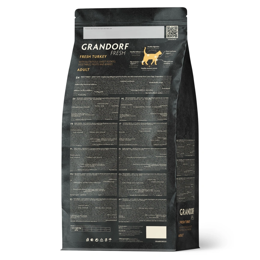 Сухой корм Grandorf Fresh Cat для взрослых кошек диетическая формула для особо аллергичных кошек индейка с бататом 400 г фото 2