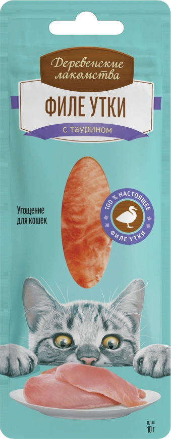 Лакомство «Деревенские лакомства» филе утки нежное для кошек, 10 г фото 1
