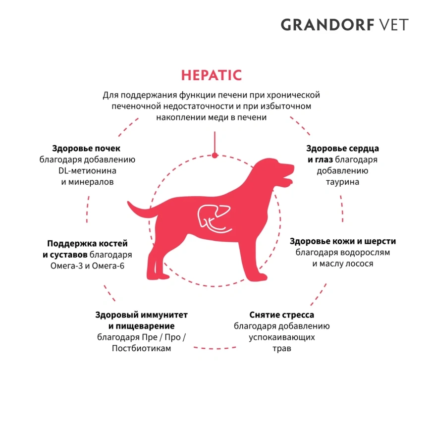 Сухой корм Grandorf Veterinary Hepatic для собак при заболеваниях печени, 1 кг фото 2