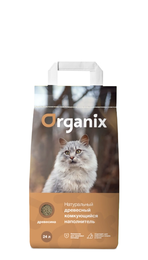 Наполнитель Organix древесный комкующийся для кошачьего туалета, 24 л фото 1