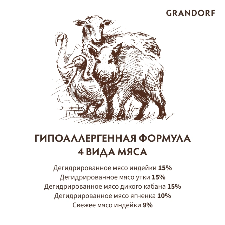 Сухой корм Grandorf 4 Meat Probiotic Sterilised Четыре вида мяса для стерилизованных кошек, 2 кг фото 6