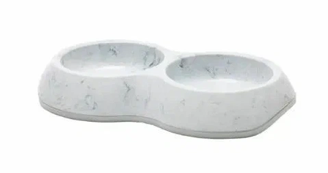 Мраморно-серая с белым пластиковая миска SAVIC Delice Double Marble для животных (2 шт.), 0,2 л фото 1