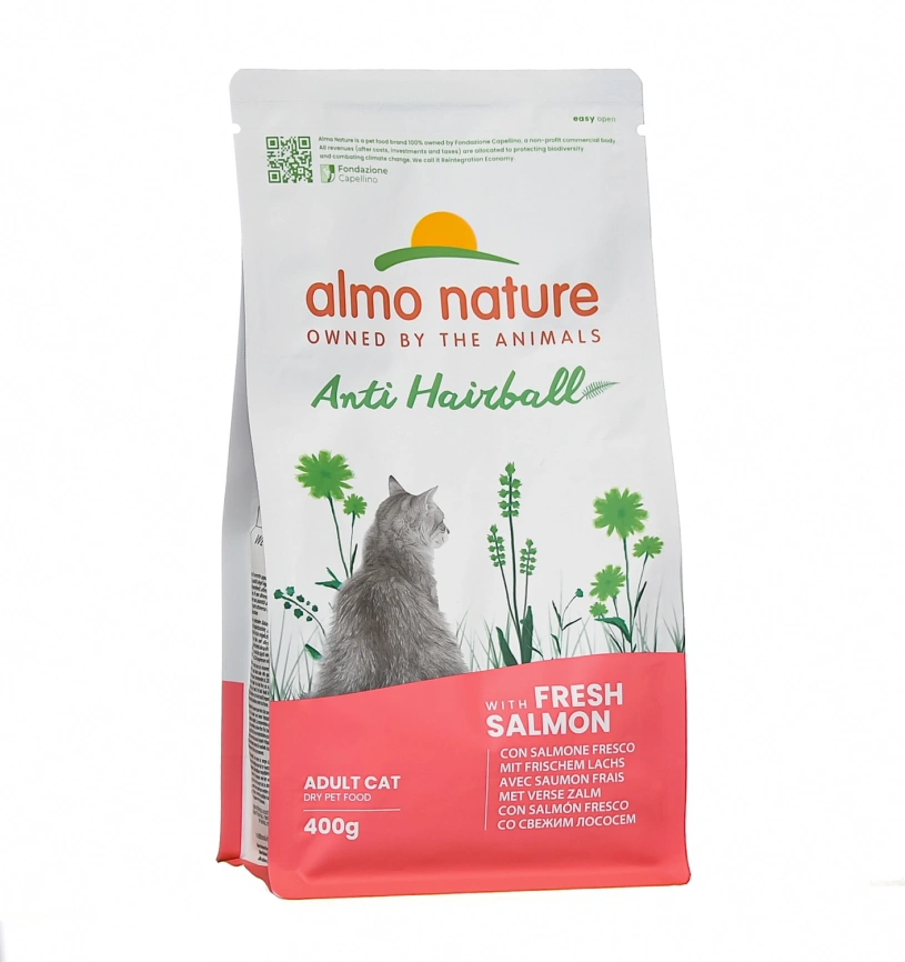 Сухой корм Almo Nature Hairball для взрослых кошек со свежим лососем, 400 г фото 1