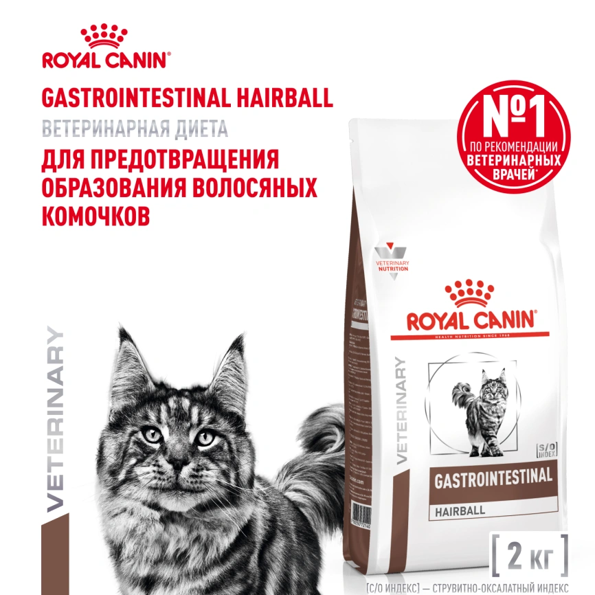 Сухой корм Royal Canin Gastrointestinal Hairball для кошек, 2 кг фото 1