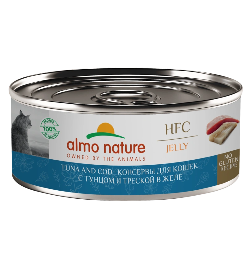 Влажный корм Almo Nature для кошек с тунцом и треской в желе, 100 г фото 1
