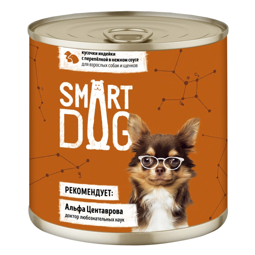 Влажный корм Smart Dog для для взрослых собак и щенков, кусочки индейки с перепелкой в нежном соусе, 85 г фото 1