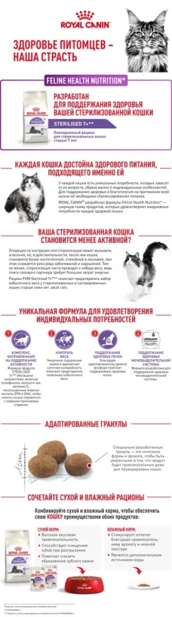 Сухой корм Royal Canin Sterilised 7+ для стерилизованных кошек и кастрированных котов, 3.5 кг фото 10