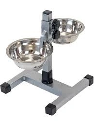 Металлическая миска Homepet для животных с регулируемой хромированной подставкой (2 шт.), 0,25 л фото 1