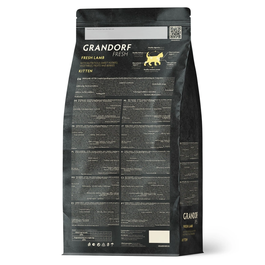 Сухой корм Grandorf Fresh Cat для котят беременных или кормящих кошек ягненок с бататом 2 кг фото 2