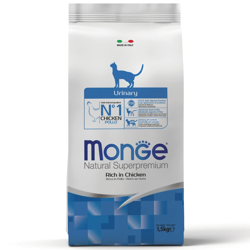 Сухой корм Monge Cat Daily Line Urinary Chicken для кошек, для профилактики мочекаменной болезни с курицей, 1,5 кг фото 1