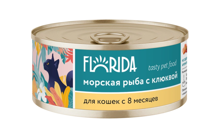 Влажный корм FLORIDA для взрослых кошек из кролика с брусникой, 100 г фото 1