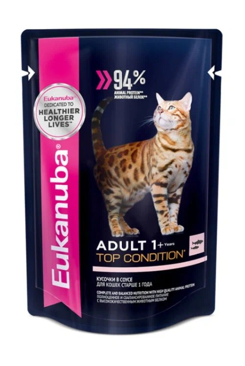 Влажный корм Eukanuba Top Condition для взрослых кошек с лососем, 0.1 кг фото 1