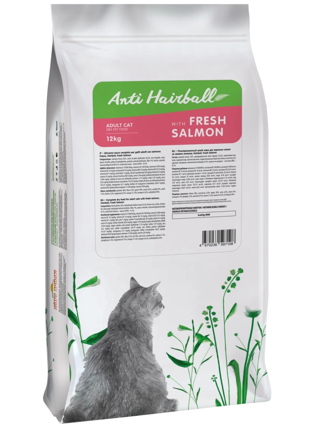 Сухой корм Almo Nature Hairball для взрослых кошек со свежим лососем, 12 кг фото 2