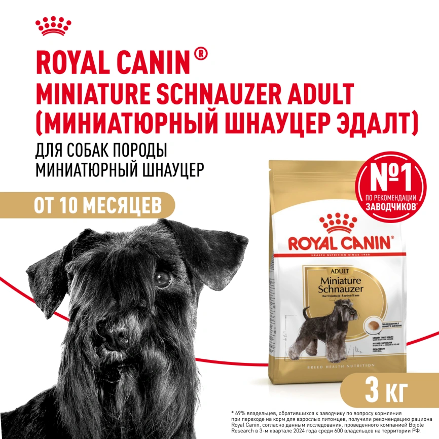 Сухой корм Royal Canin Miniature Schnauzer Adult для собак породы миниатюрный шнауцер, 3 кг фото 1