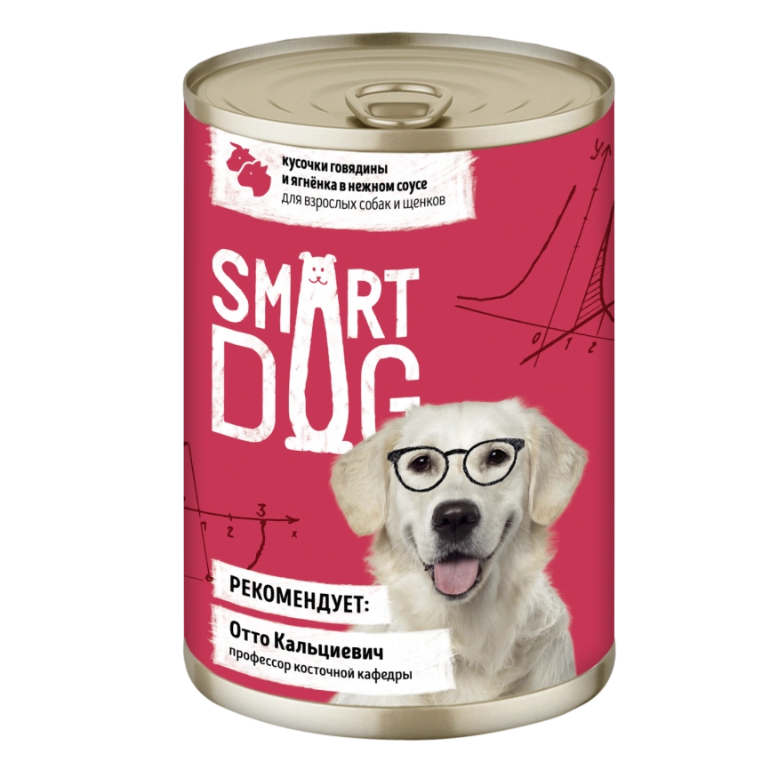 Влажный корм Smart Dog для для взрослых собак и щенков, кусочки говядины и ягненка в нежном соусе, 400 г фото 1