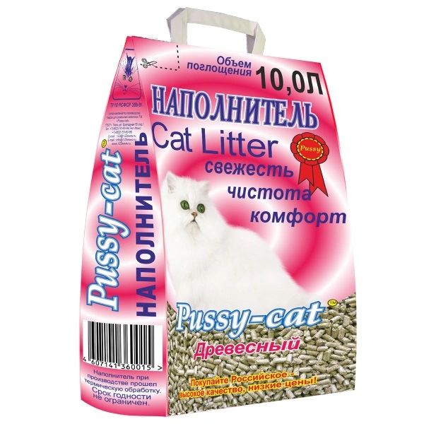 Наполнитель Pussy-Cat древесный для кошачьих туалетов, 10 л фото 1