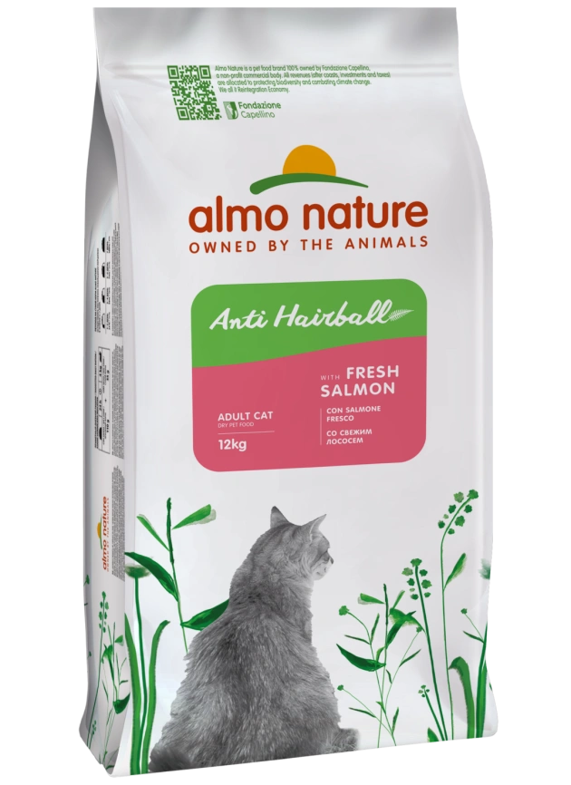 Сухой корм Almo Nature Hairball для взрослых кошек со свежим лососем, 12 кг фото 1