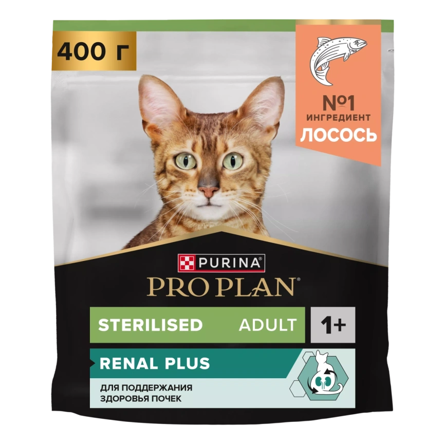 Сухой корм PRO PLAN Salmon для взрослых стерилизованных кошек и кастрированных котов, для поддержания органов чувств, с высоким содержанием лосося, 400 г фото 1