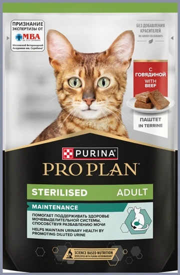 Влажный корм PRO PLAN Beef для стерилизованных кошек, Говядина, паштет, 75 г фото 1