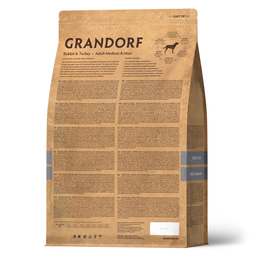 Сухой корм Grandorf Rabbit & Turkey Med & Maxi для взрослых собак средних и крупных пород, 1 кг фото 2