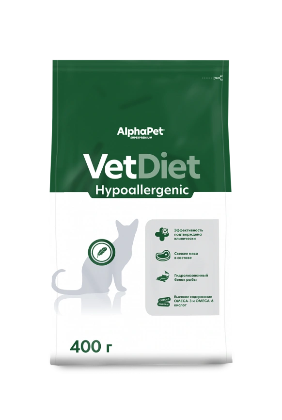 Сухой корм ALPHAPET Veterinary Diet Hypoallergenic Adult Cat, 400 г фото 1