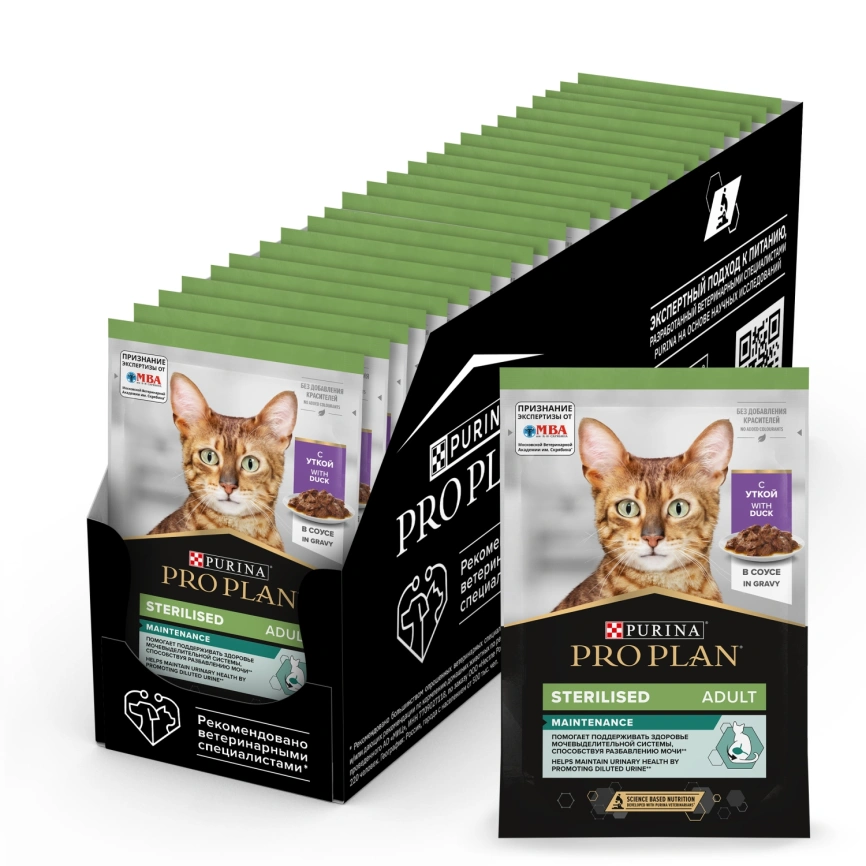 Влажный корм Purina Pro Plan Cat Adult NutriSavour Sterilised для стерилизованных кошек, с уткой в соусе, 85 г фото 1