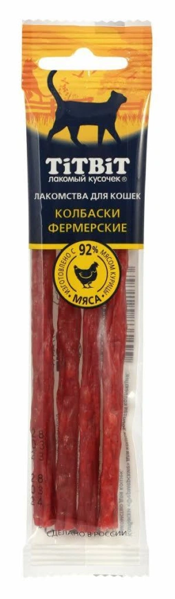 Лакомство Titbit Золотая коллекция для кошек — колбаски фермерские, 20 г фото 1