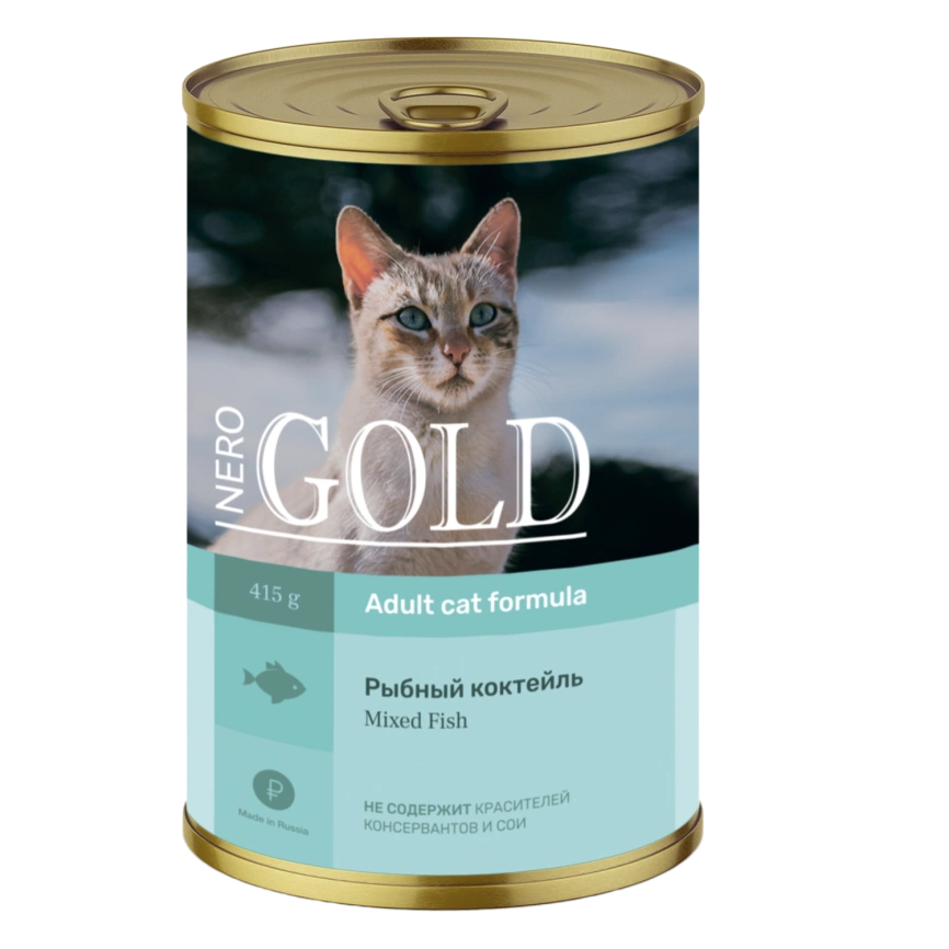Влажный корм Nero Gold  для кошек "Рыбный коктейль", 415 г фото 1