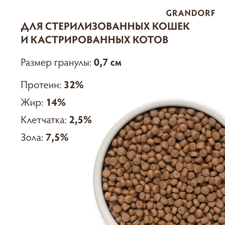 Сухой корм Grandorf Turkey Sterilised для стерилизованных кошек, 2 кг фото 9