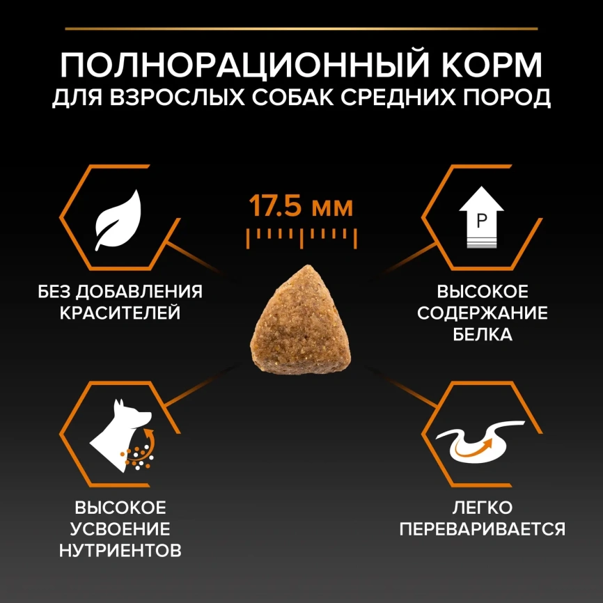 Сухой корм PRO PLAN Chicken для взрослых собак средних пород, с высоким содержанием курицы, 3 кг фото 2