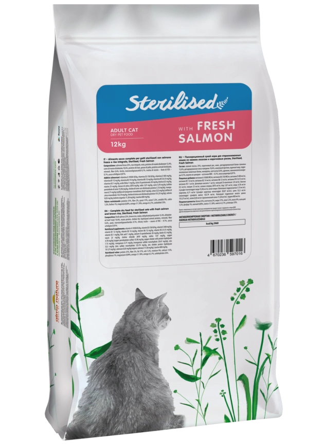 Сухой корм Almo Nature Sterilised, для стерилизованных кошек со свежим лососем и коричневым рисом, 12 кг фото 2