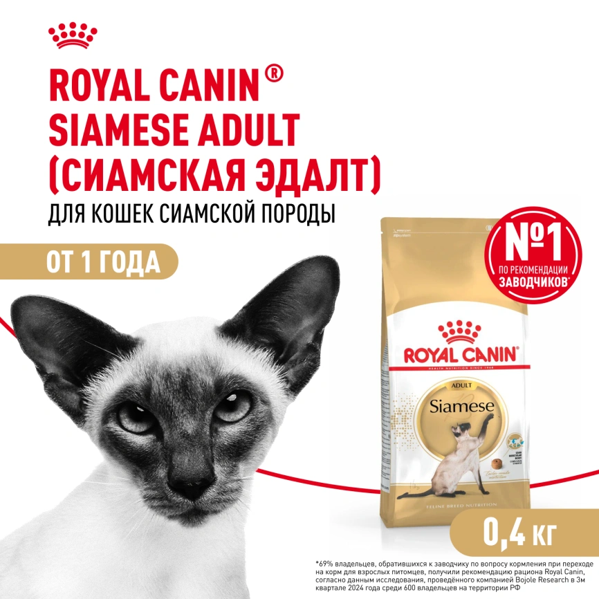 Сухой корм Royal Canin Siamese для кошек сиамской породы, 400 г фото 1
