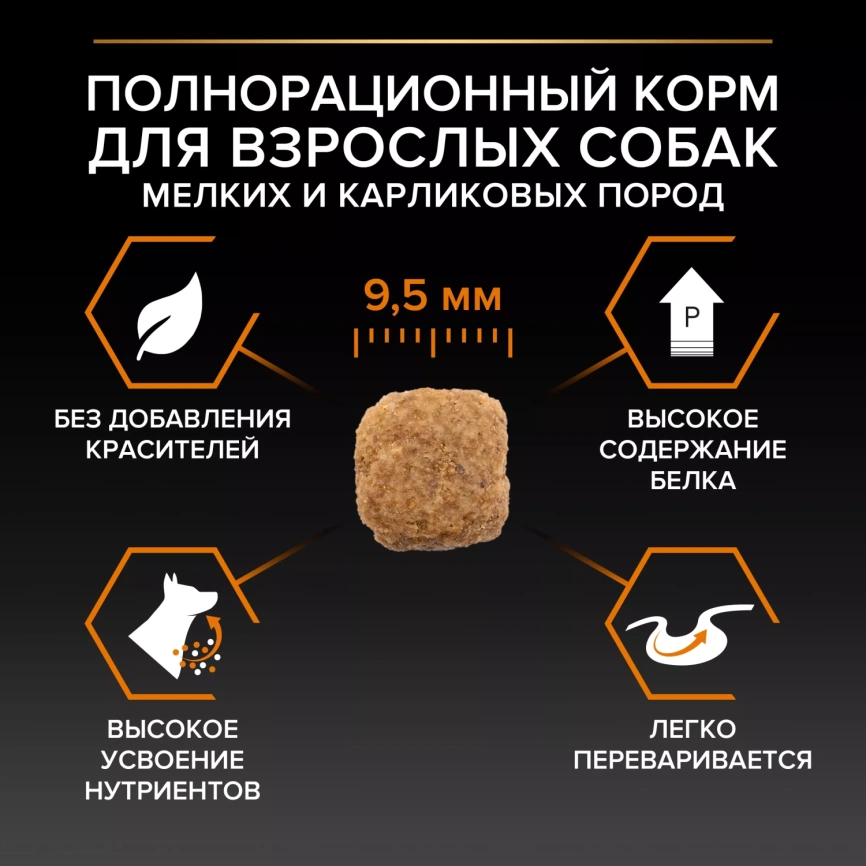 Сухой корм PRO PLAN Chicken для взрослых собак мелких и карликовых пород, с высоким содержанием курицы, 7 кг фото 3
